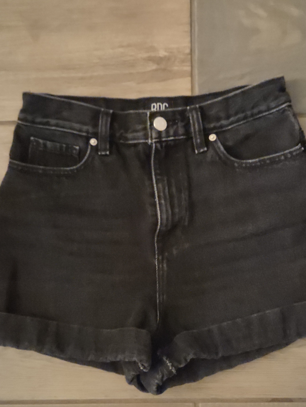 BDG Black High-Rise Rolled Hem Denim Shorts